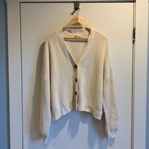 100% Cotton Cream Cropped Cardigan Sweater